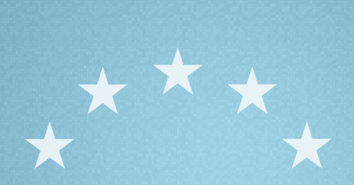 Graphic for CDT's European office. Pale blue / green pixelated background, with a portion of the EU flag's circle of stars emblazoned in white on top.