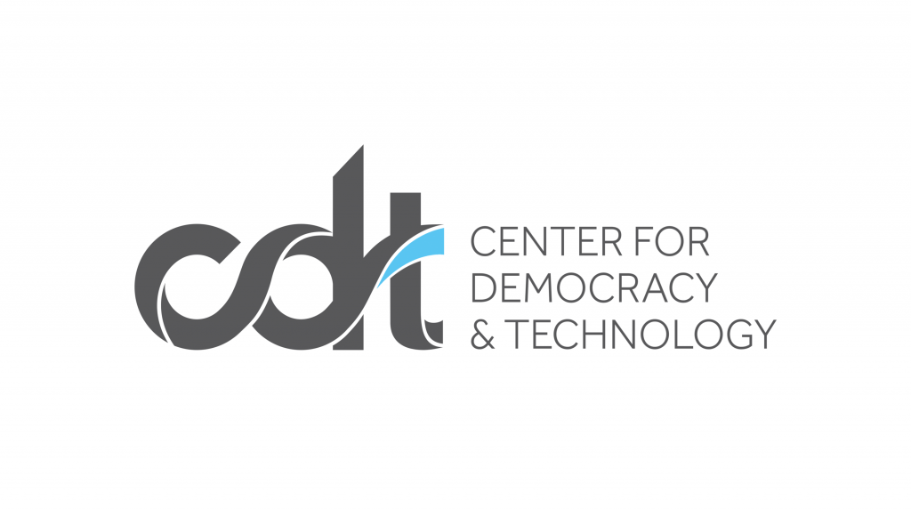 The CDT logo. A dark grey "cdt" alongside "Center for Democracy & Technology" on a white background.