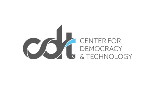 The CDT logo. A dark grey 