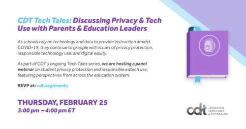 CDT webinar on February 25, 2021, entitled 