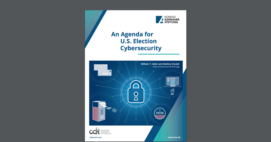 Screenshot of CDT's report, entitled "An Agenda for U.S. Election Cybersecurity"