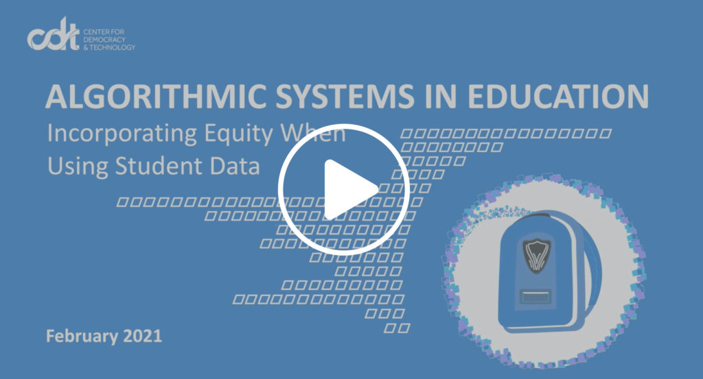 Link to CDT's Thinkific training course on "Algorithmic Systems in Education."