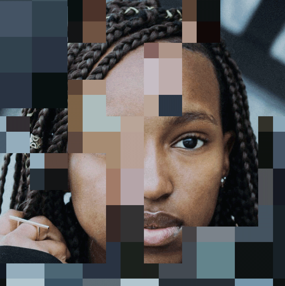 Pixelated face, as part of CDT's Equity in Civic Technology Project. Original image by Joanna Nix-Walkup on Unsplash.