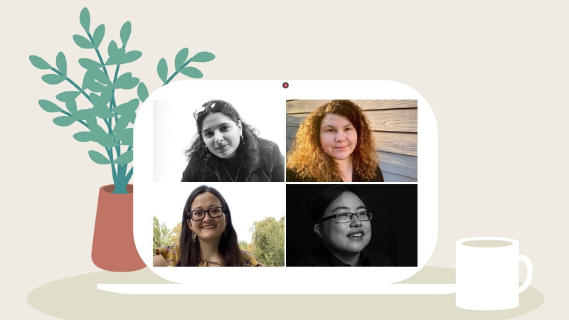 Image source: University of Oregon. Panelists at the disability studies forum are (clockwise from upper left): Day Al-Mohamed, Anais Keenon, Lydia X. Z. Brown, and Sofia Webster.