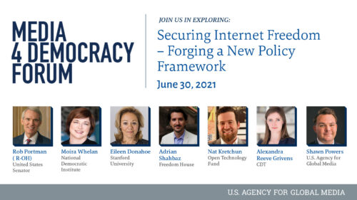 CDT CEO Alexandra Givens speaks at the 2021 Media for Democracy Forum's session entitled 