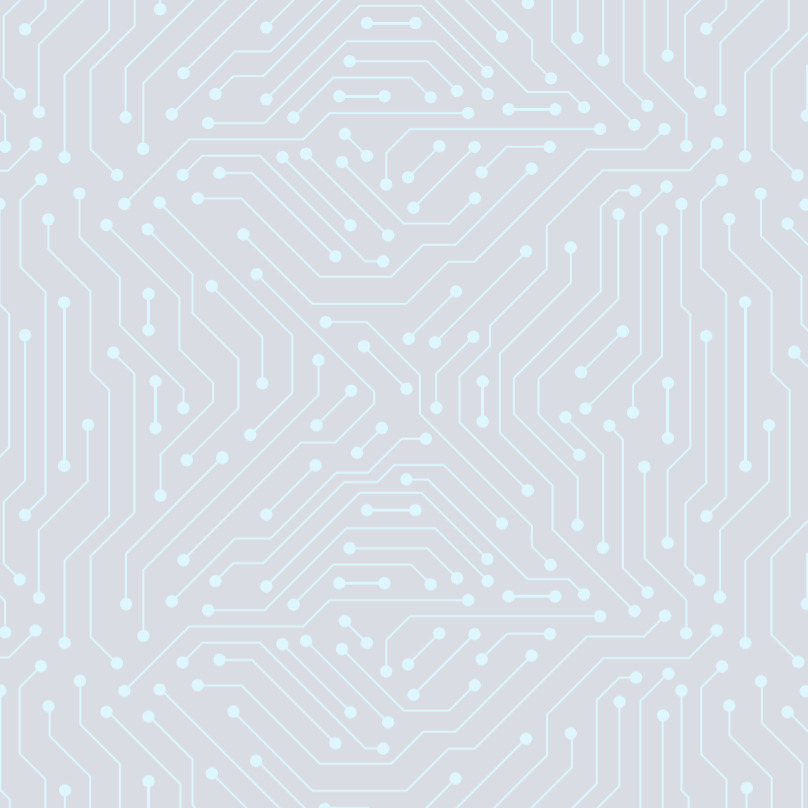 A light blue graphic of a circuit, overlaid on a grey background.