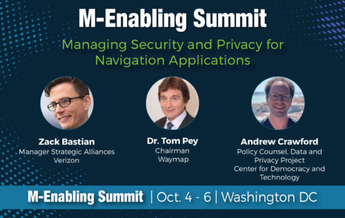 This is an event graphic for a panel at the 2021 M-Enabling Summit Conference, entitled 