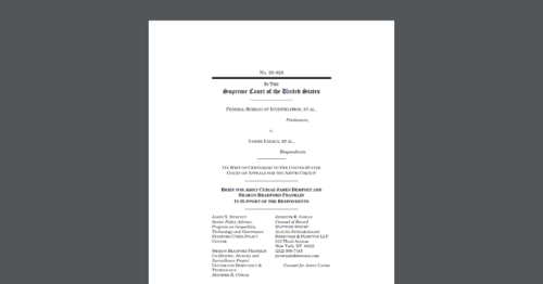 CDTers and former government officials Jim Dempsey and Sharon Bradford Franklin file an amicus brief in the U.S. Supreme Court, in the case 