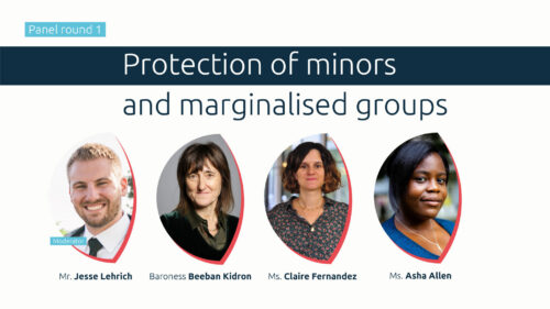 Event graphic for Virtual EU-US Summit – The Future of Our Digital World. White background with dark blue text and oval-shaped headshots.