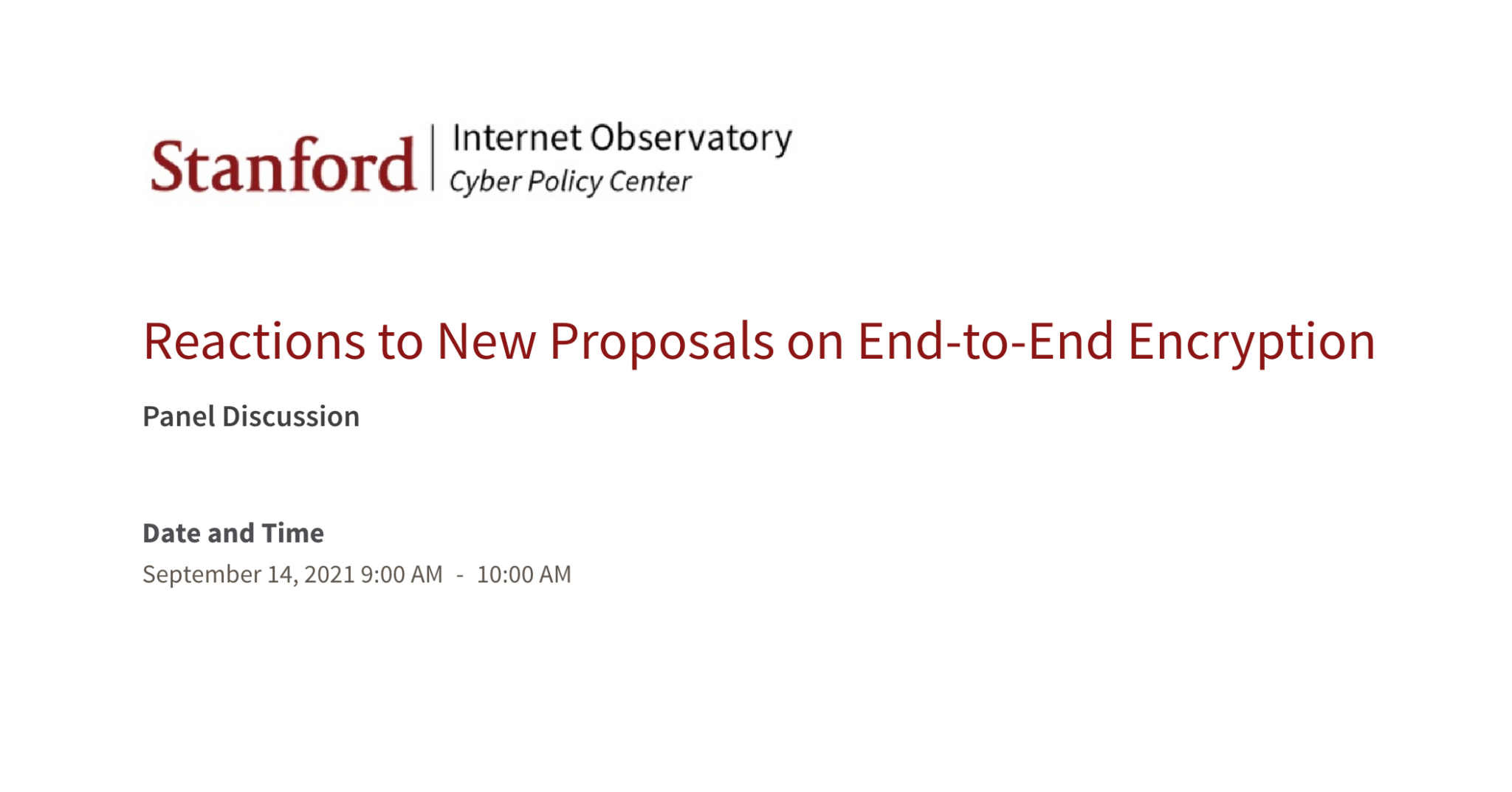 Stanford Internet Observatory Reactions To New Proposals On End To End