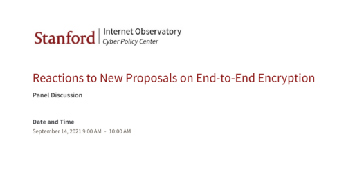 Stanford Internet Observatory panel discussion, entitled 
