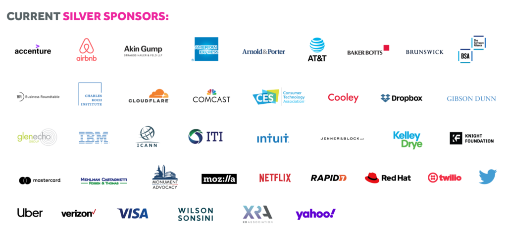 These are CDT's Silver level sponsors for our 2021 Tech Prom. Image includes various logos on a white background.