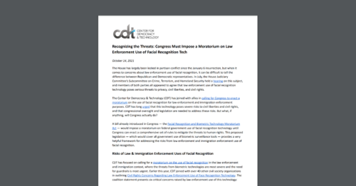 This is a screenshot of a CDT issue brief, entitled 