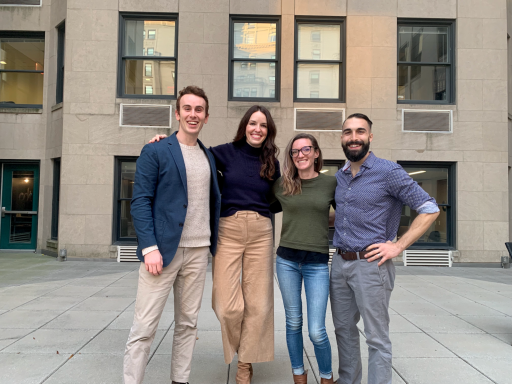Caption: All four members of CDT’s Equity in Civic Tech team (from left to right: Hugh, Elizabeth, Hannah, Cody) met together for the first time in November 2021 for a team retreat.