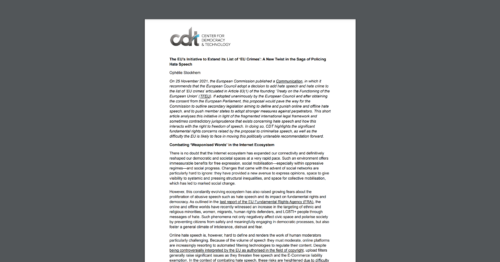A CDT Europe article, entitled 