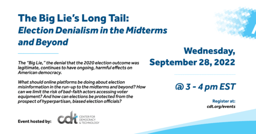 Graphic for a CDT event, entitled 