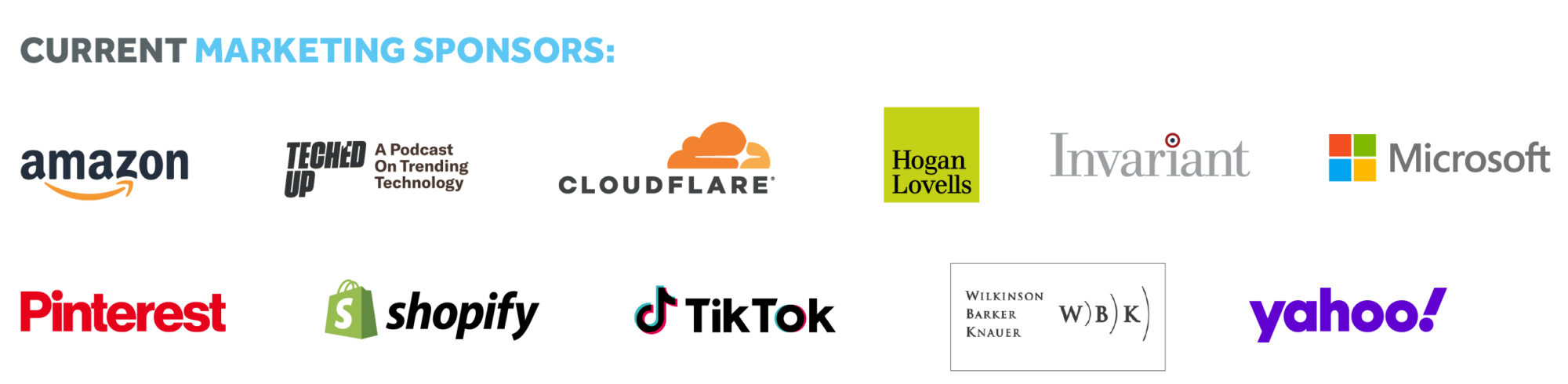 These are CDT's Marketing level sponsors for our 2022 Tech Prom. Image includes various logos.