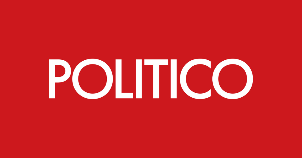 "POLITICO," in white text on a bright red background.