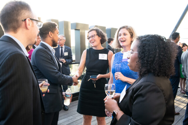 Guests at CDT's 2022 Tech Prom mix and mingle, at the President's Reception.