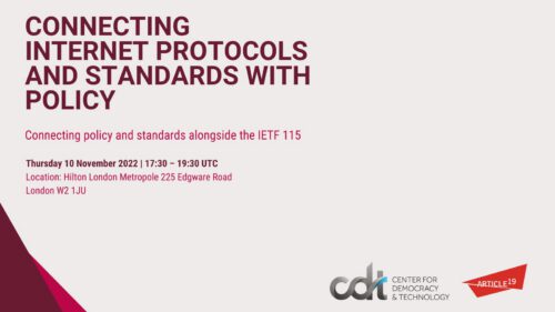 Graphic for joint CDT and Article 19 event, entitled 