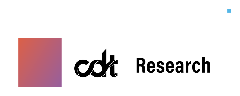 Logo for CDT Research's work – a black CDT logo, with an orange-to-purple gradient to the left.