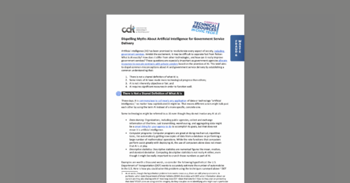 CDT issue brief, entitled 