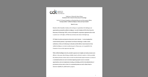 CDT CEO Alexandra Givens Testimony Before Senate Committee on Homeland Security & Governmental Affairs on 