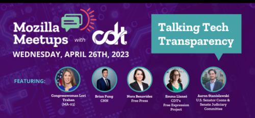 Logo for Mozilla Meetups with CDT: Talking Tech Transparency