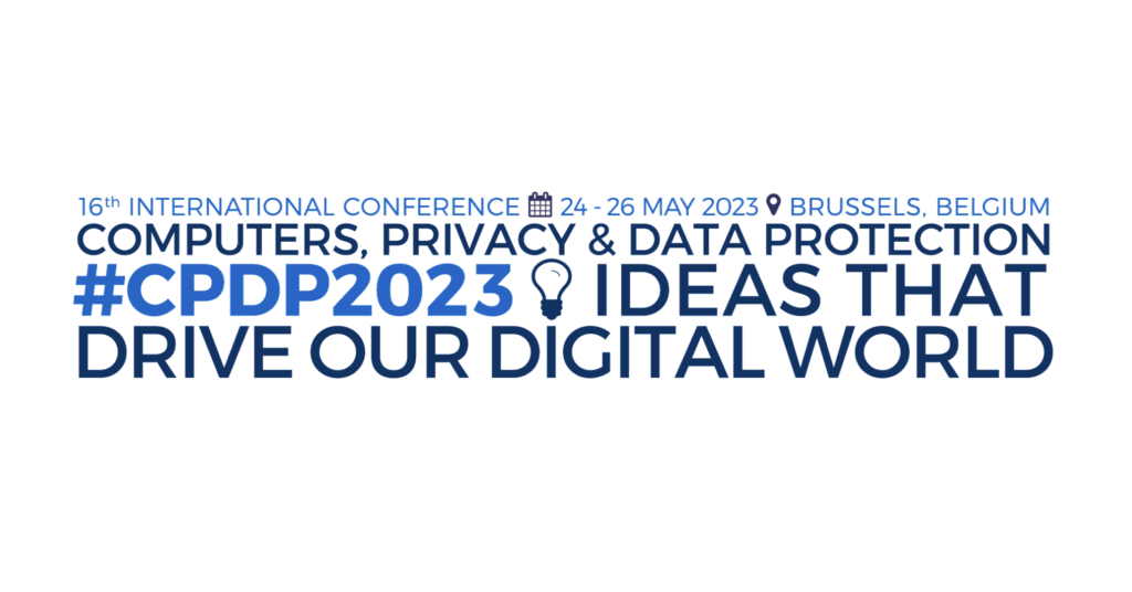 Graphic for the 2023 CPDP privacy conference. Blue text on a white background.