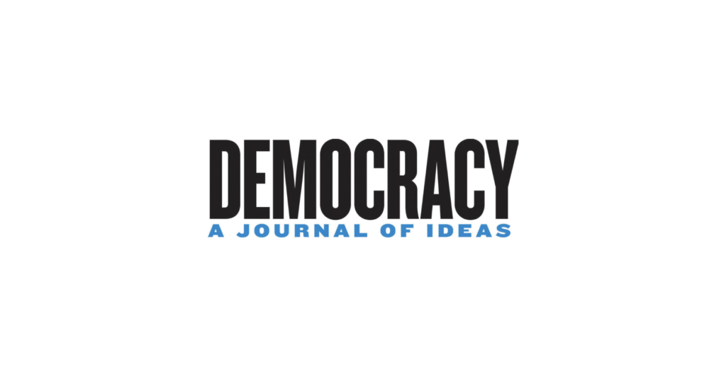 Democracy Journal logo, white background. "Democracy: A Journal of Ideas."