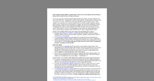 FISA Section 702 Issue Brief: FBI’s Misuse of FISA 702 in Past Indicates That Its Procedural Reforms Will Not Break Pattern of Misuse in the Future. White document on a grey background.
