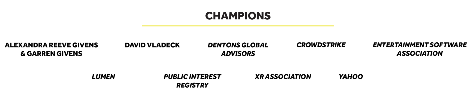 These are CDT's Individual Champions sponsors for our 2023 Tech Prom. Image includes various names.