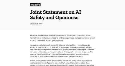 CDT Joins Expert Letter on AI Openness and Security During UK AI Safety Summit. White document.