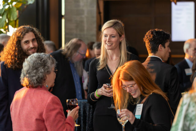 Image of guests, artists, food, and atmosphere from CDT's 2023 Tech Prom and Artist Exhibition annual benefit. Photography by Annan Productions: https://www.annanproductions.com.