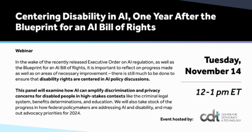 Graphic for CDT webinar, entitled 