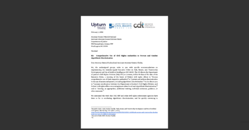 Letter from Civil Society Organizations to DOJ on Protecting Civil Rights in AI