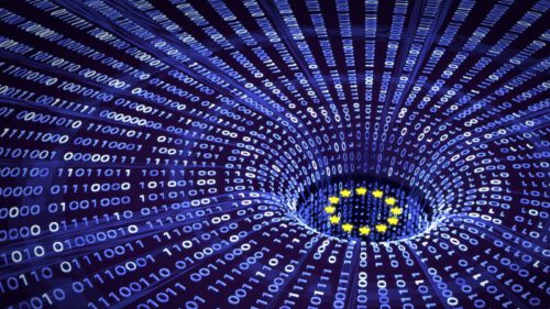 The European Union logo with ones and zeros