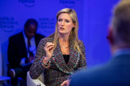 Alexandra Givens, speaking at the World Economic Forum’s 2024 annual session at a panel entitled ​​“Protecting Democracy Against Bots and Plots.”
