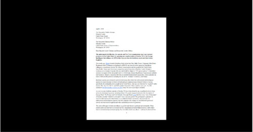 Coalition letter. White document on black background.