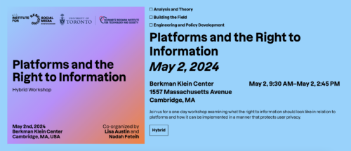 Rebooting social media conference graphic. Black text on purple and blue background.