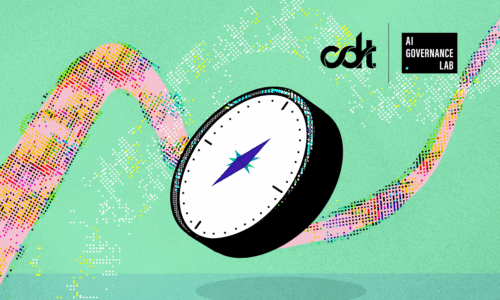 Illustration of a compass and streams of data.