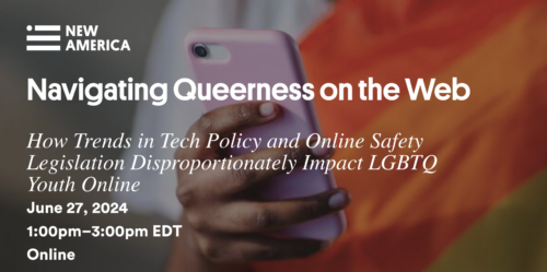 Graphic for Navigating Queerness on the Web event.
