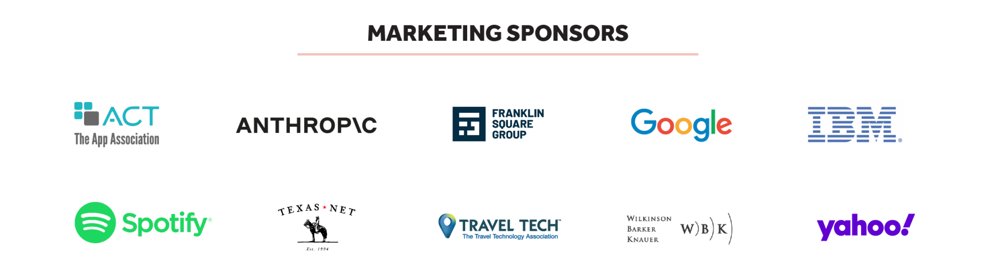 These are CDT's Marketing level sponsors for our 2024 Tech Prom. Image includes various logos.
