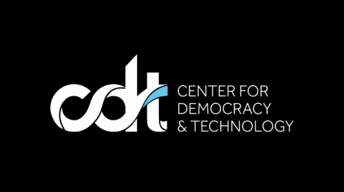 The CDT logo. A white 