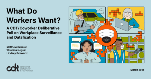 Graphic for a CDT and Coworker.org report, entitled 