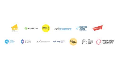 logos of the organisations who signed the joint letter to the Polish Presidency of the EU relating to spyware cases