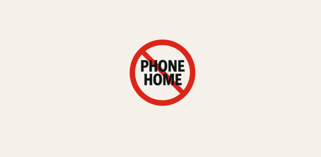 Phone home text crossed out in red.