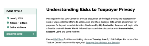 Understanding Risks to Tax Payer Privacy event description.