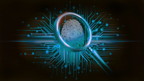 Thumbprint under magnifying glass.