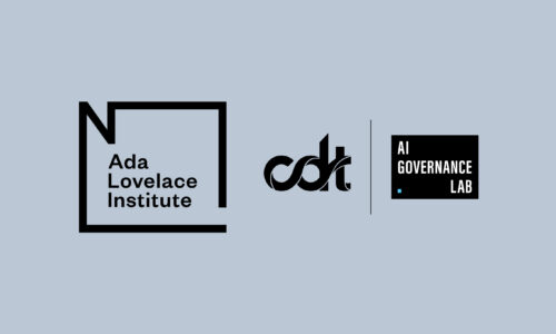 Logos for Ada Lovelace and CDT, in black.